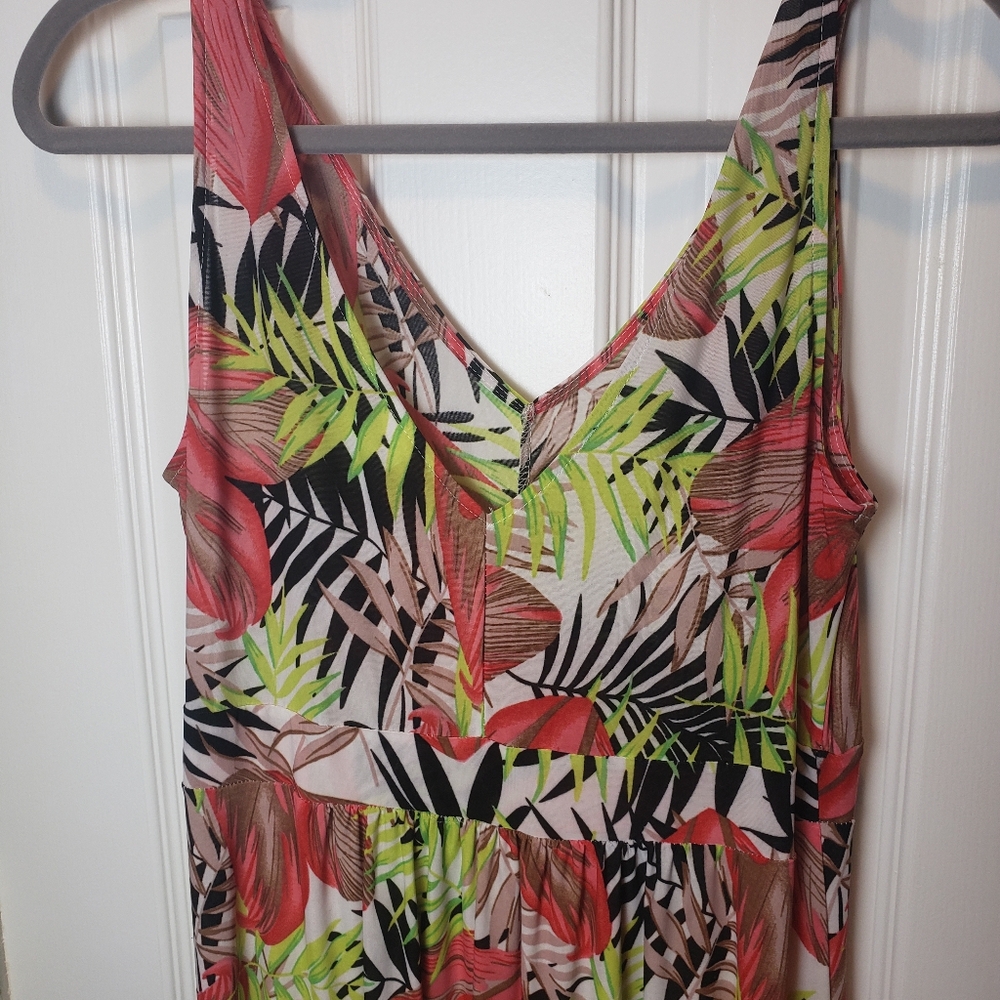 West Loop Women Stretchy V-Neck Tropical Vibrant Maxi Dress - Picture 5 of 10